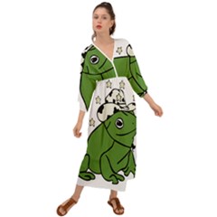 Frog With A Cowboy Hat Grecian Style  Maxi Dress by Teevova