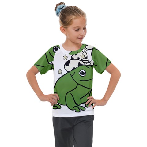 Frog With A Cowboy Hat Kids  Mesh Piece Tee by Teevova