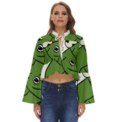 Frog With A Cowboy Hat Boho Long Bell Sleeve Top by Teevova