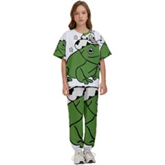 Frog With A Cowboy Hat Kids  Tee And Pants Sports Set by Teevova