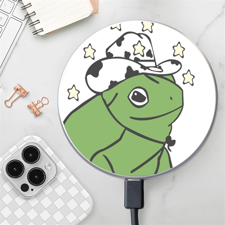 Frog with a cowboy hat Wireless Fast Charger(White)