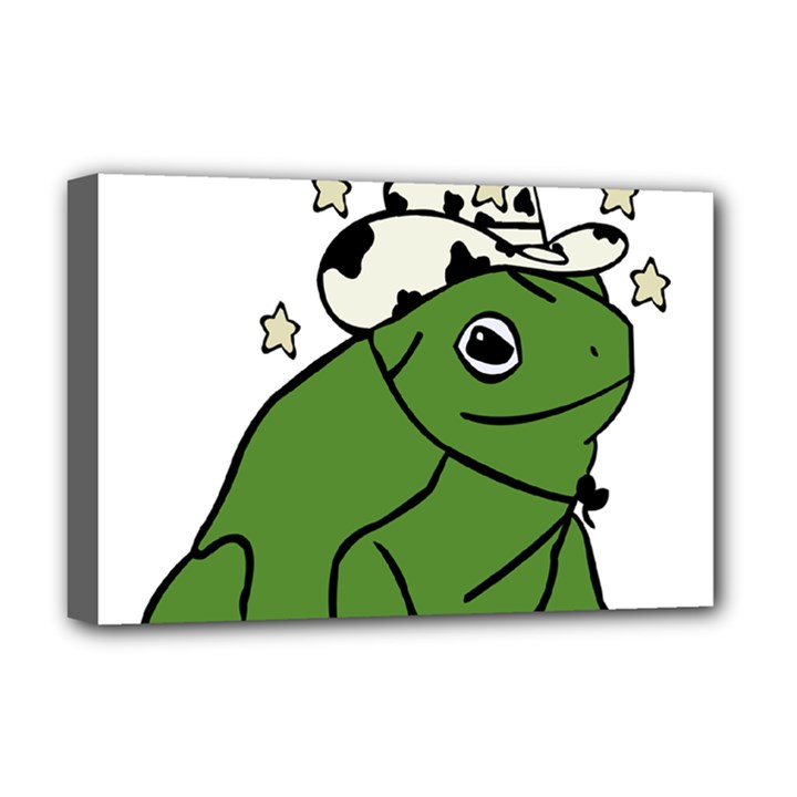 Frog with a cowboy hat Deluxe Canvas 18  x 12  (Stretched)