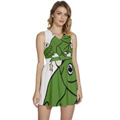 Frog With A Cowboy Hat Sleeveless High Waist Mini Dress by Teevova