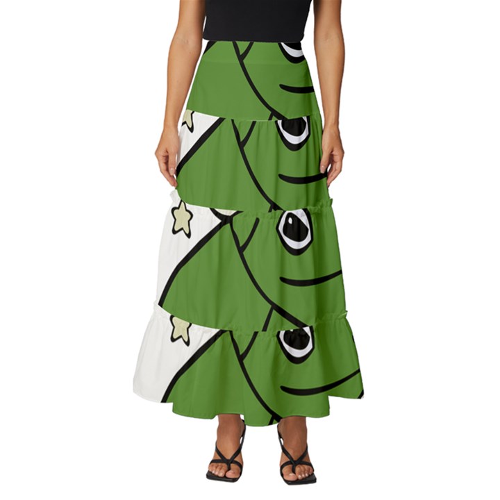 Frog with a cowboy hat Tiered Ruffle Maxi Skirt