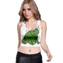 Frog with a cowboy hat Racer Back Crop Top View1