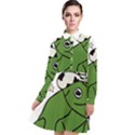 Frog with a cowboy hat Long Sleeve Chiffon Shirt Dress View1