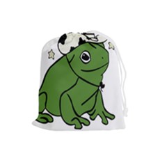 Frog With A Cowboy Hat Drawstring Pouch (large) by Teevova