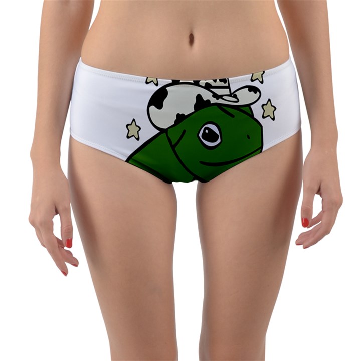 Frog with a cowboy hat Reversible Mid-Waist Bikini Bottoms