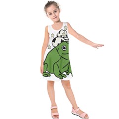 Frog With A Cowboy Hat Kids  Sleeveless Dress by Teevova