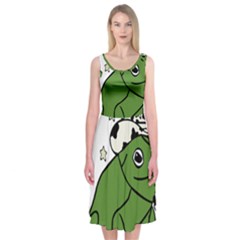 Frog With A Cowboy Hat Midi Sleeveless Dress by Teevova