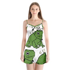 Frog With A Cowboy Hat Satin Pajamas Set by Teevova