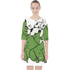 Frog With A Cowboy Hat Quarter Sleeve Pocket Dress by Teevova