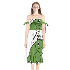 Frog With A Cowboy Hat Shoulder Tie Bardot Midi Dress by Teevova