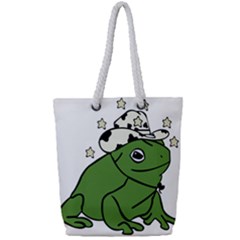 Frog With A Cowboy Hat Full Print Rope Handle Tote (small) by Teevova