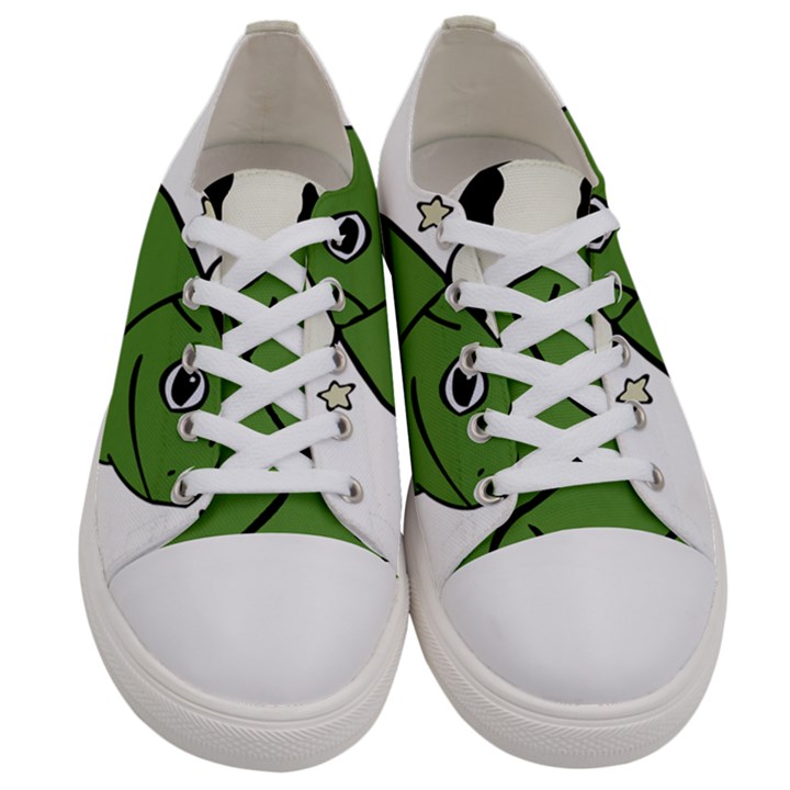 Frog with a cowboy hat Women s Low Top Canvas Sneakers