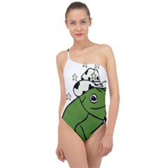 Frog With A Cowboy Hat Classic One Shoulder Swimsuit by Teevova