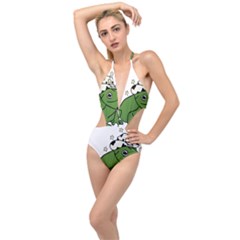 Frog With A Cowboy Hat Plunging Cut Out Swimsuit by Teevova