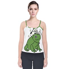 Frog With A Cowboy Hat Velvet Spaghetti Strap Top by Teevova