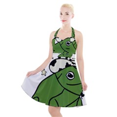 Frog With A Cowboy Hat Halter Party Swing Dress  by Teevova