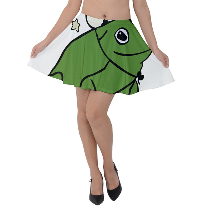 Frog with a cowboy hat Velvet Skater Skirt