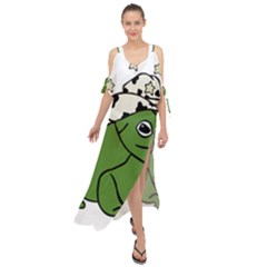 Frog With A Cowboy Hat Maxi Chiffon Cover Up Dress by Teevova