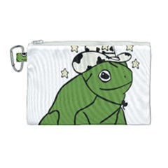 Frog With A Cowboy Hat Canvas Cosmetic Bag (large) by Teevova