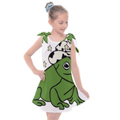 Frog With A Cowboy Hat Kids  Tie Up Tunic Dress by Teevova