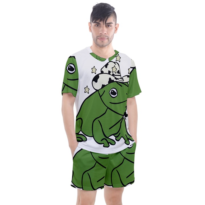 Frog with a cowboy hat Men s Mesh Tee and Shorts Set