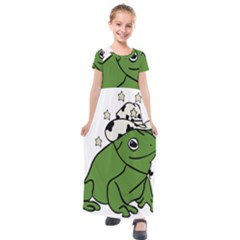 Frog With A Cowboy Hat Kids  Short Sleeve Maxi Dress by Teevova