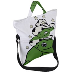 Frog With A Cowboy Hat Fold Over Handle Tote Bag by Teevova