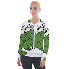 Frog With A Cowboy Hat Velvet Zip Up Jacket by Teevova