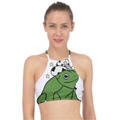 Frog With A Cowboy Hat Racer Front Bikini Top by Teevova