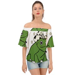 Frog With A Cowboy Hat Off Shoulder Short Sleeve Top by Teevova