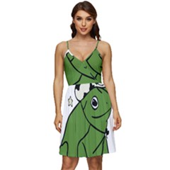 Frog With A Cowboy Hat V-neck Pocket Summer Dress  by Teevova