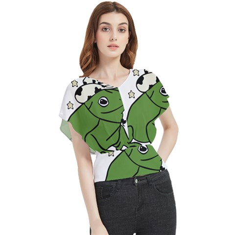 Frog With A Cowboy Hat Butterfly Chiffon Blouse by Teevova