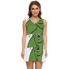 Frog With A Cowboy Hat Tiered Sleeveless Mini Dress by Teevova