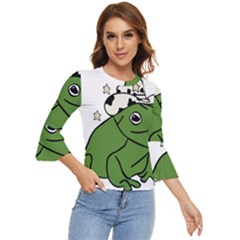 Frog With A Cowboy Hat Bell Sleeve Top