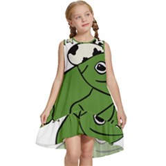 Frog With A Cowboy Hat Kids  Frill Swing Dress by Teevova