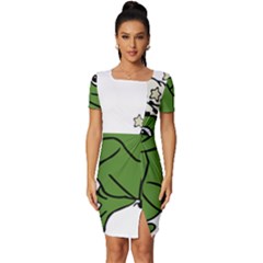 Frog With A Cowboy Hat Fitted Knot Split End Bodycon Dress by Teevova