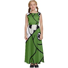 Frog With A Cowboy Hat Kids  Satin Sleeveless Maxi Dress by Teevova