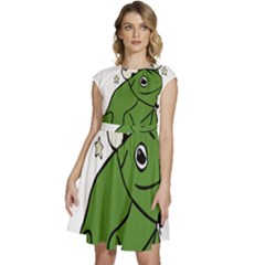 Frog With A Cowboy Hat Cap Sleeve High Waist Dress by Teevova