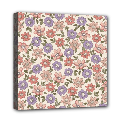 Flowers Petals Plants Floral Print Pattern Design Mini Canvas 8  X 8  (stretched) by Ravend