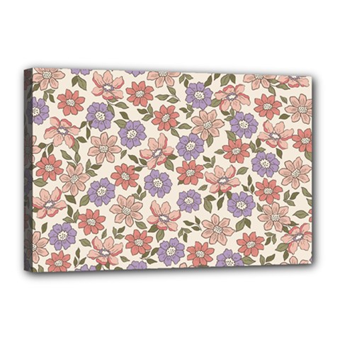 Flowers Petals Plants Floral Print Pattern Design Canvas 18  X 12  (stretched) by Ravend