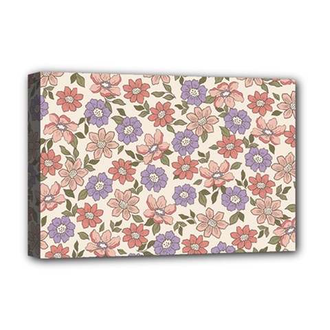 Flowers Petals Plants Floral Print Pattern Design Deluxe Canvas 18  X 12  (stretched) by Ravend