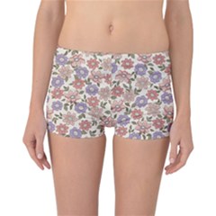 Flowers Petals Plants Floral Print Pattern Design Reversible Boyleg Bikini Bottoms by Ravend