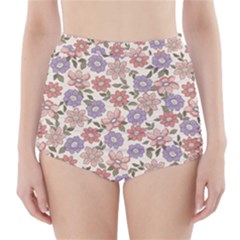 Flowers Petals Plants Floral Print Pattern Design High-waisted Bikini Bottoms by Ravend