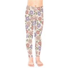 Flowers Petals Plants Floral Print Pattern Design Kids  Leggings by Ravend