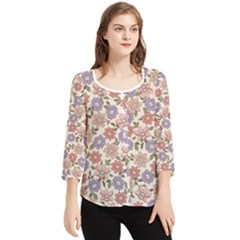 Flowers Petals Plants Floral Print Pattern Design Chiffon Quarter Sleeve Blouse by Ravend