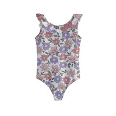 Flowers Petals Plants Floral Print Pattern Design Kids  Frill Swimsuit by Ravend