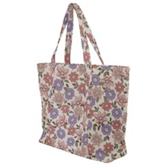 Flowers Petals Plants Floral Print Pattern Design Zip Up Canvas Bag by Ravend